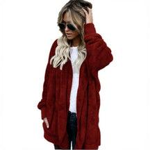 Casaco Longo Feminino De Lã Com Capuz Para Inverno