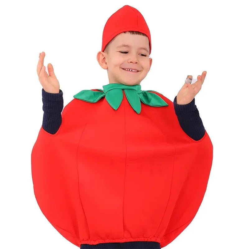 Fantasia Infantil Divertida Fruta Tomate Salada Kids - Promoção de Carnaval 2025