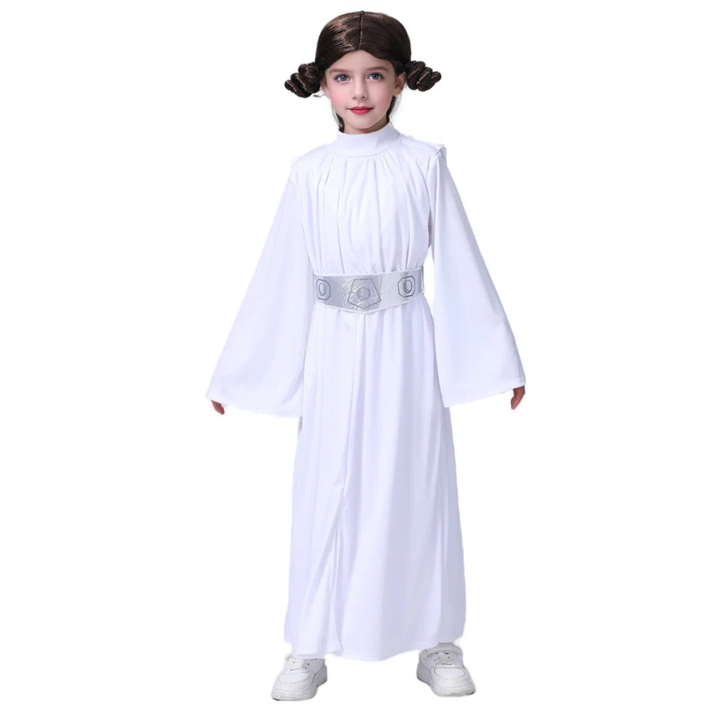 Fantasia Infantil Feminina Princesa Leia Com Capuz Material Resistente