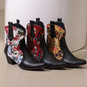 Bota Feminina Estampa Florida Bico Fino - Promoção De Inverno 2025