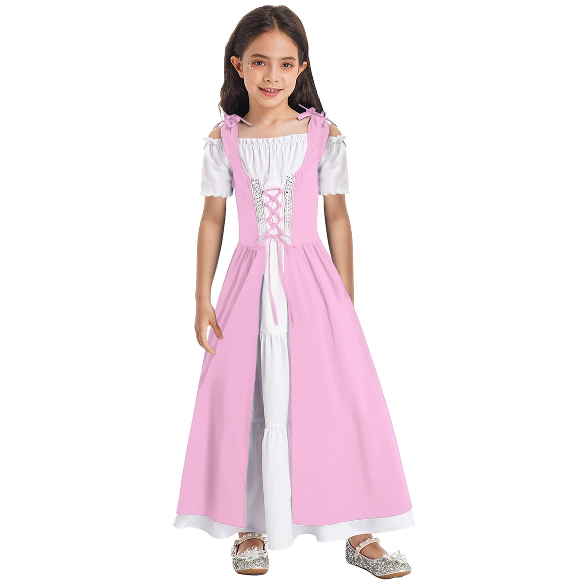 Fantasia Infantil Feminina Vestido Vintage Renascentista Medieval Excelente Acabamento