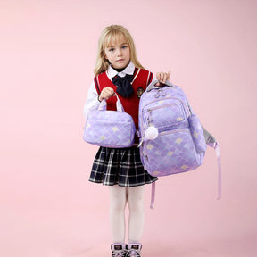 Kit Mochila Escolar Infantil Feminina Impermeável Com Chaveiro Mochila Estampada