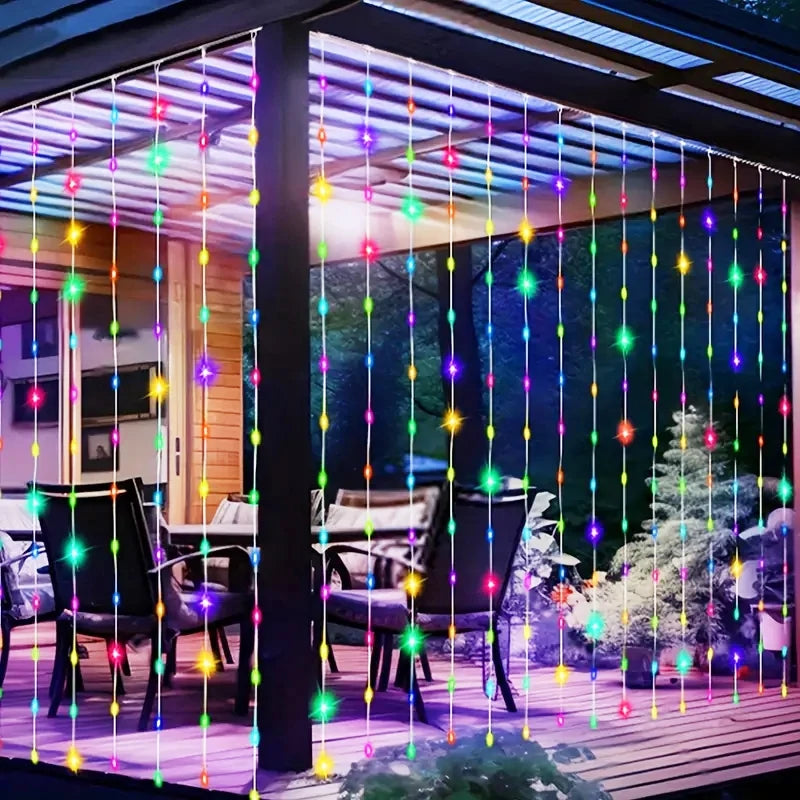 Cortina De Luzes LED Decorativa Para Jardim E Festas