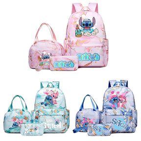 Conjunto De Mochila Infantil Stitch Material De Alta Qualidade