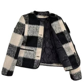 Casaco Feminino Acolchoado Com Estampa Xadrez - Promoção De Inverno 2025