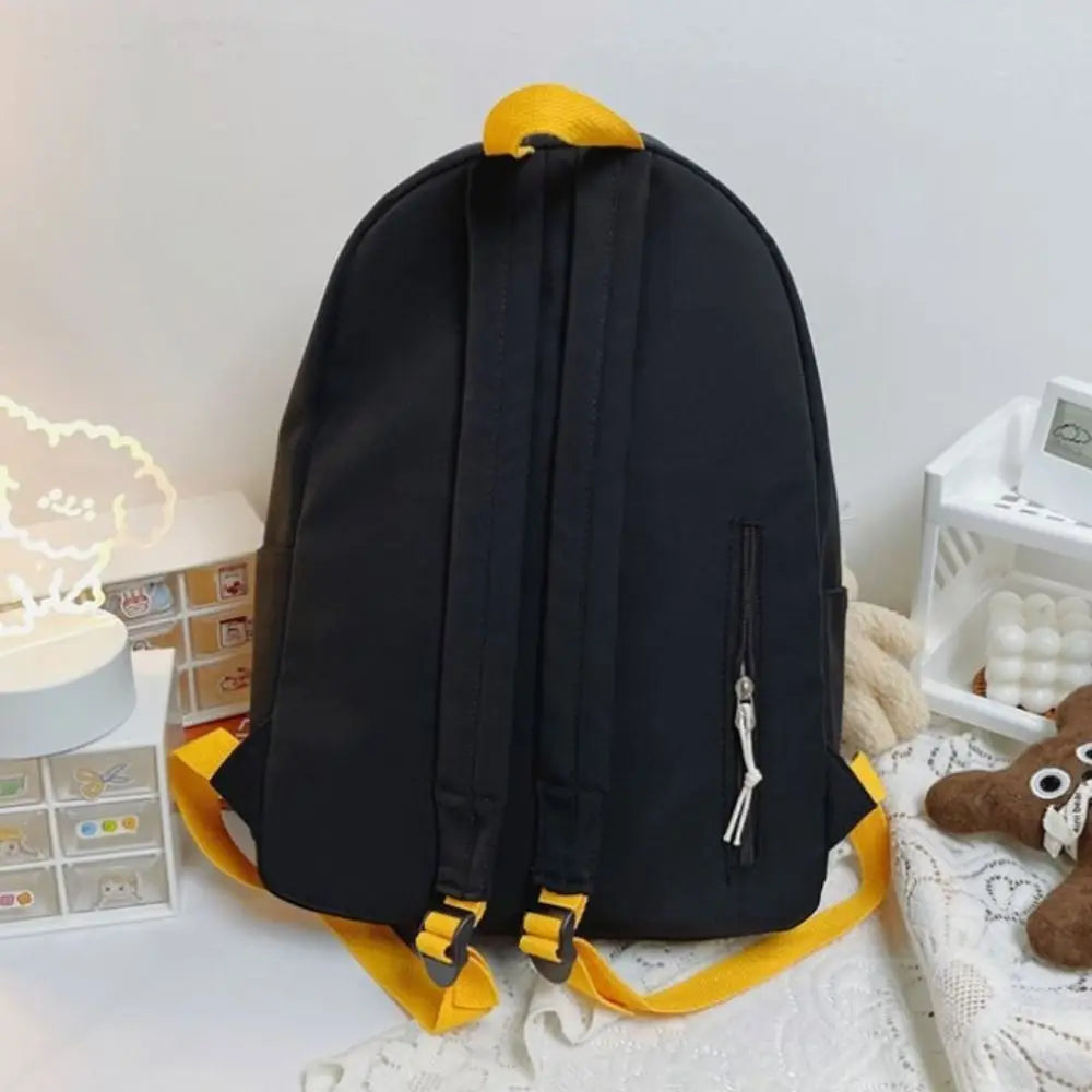 Mochila Escolar Unissex Estampa Gatinho Com Bolsos E Chaveiro