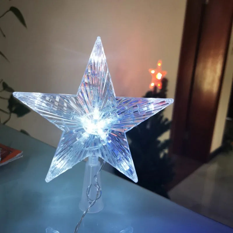 Decoração de Natal Estrela de LED Topo De Árvore  Transparente Brilhante