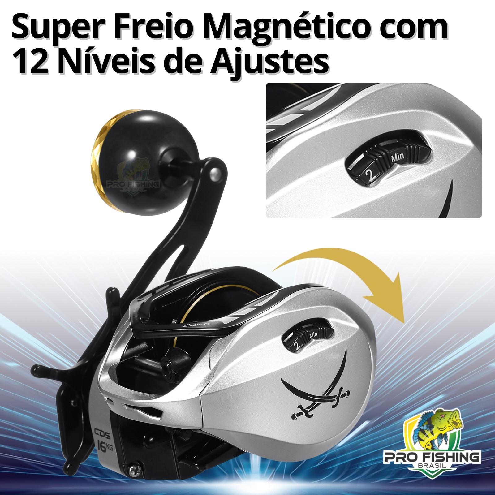 Super Carretilha Expert Big Game com MAX DRAG de 16KG + 7 Rolamentos - Frete Grátis