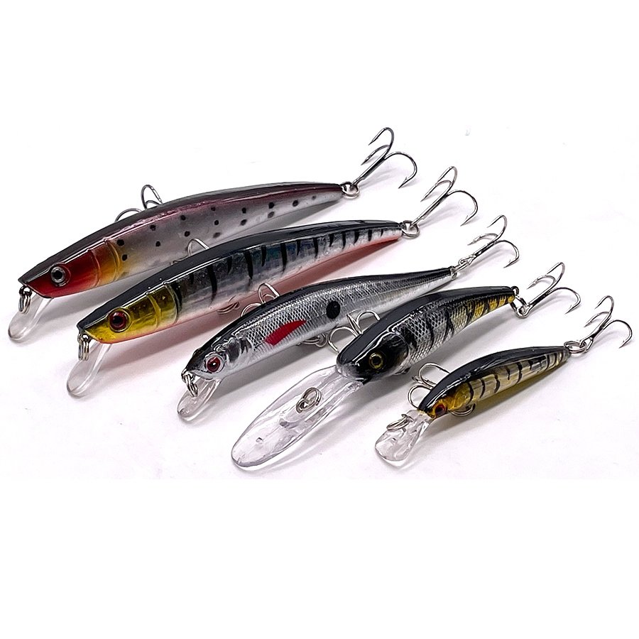 Conjunto 5 Iscas JerkBait  - 5 a 11cm - 4 a 12g - Meia Água/Fundo/Superfície