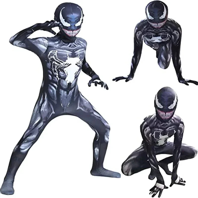 Fantasia Infantil Masculina Super Herói Venom Macacão De Alta Qualidade