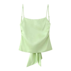 Camisa Feminina Tendência Com Laço Ajustável Nas Costas
