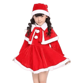 Fantasia Infantil Feminina Mamãe Noel Com Gorro Material De Qualidade