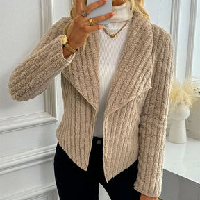 Casaco Feminino De Veludo Com Lapela Grande - Promoção De Inverno 2025