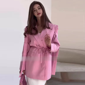 Casaco Feminino Casual Estilo Blazer Com Cinto  - Promoção De Inverno 2025