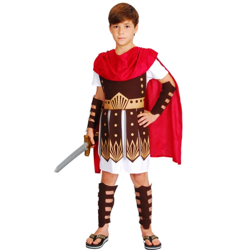 Fantasia Infantil Gladiador Medieval Com Acessórios Design Realista