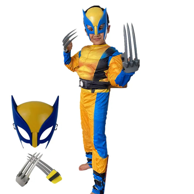 Fantasia Infantil Masculina Wolverine Macacão Com Acessórios De Qualidade