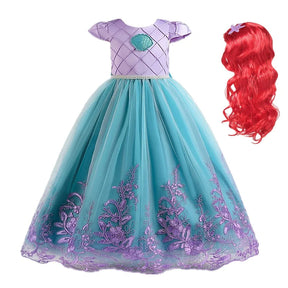 Fantasia Infantil Feminina Vestido Princesa Ariel Com Acessórios de Alta Qualidade