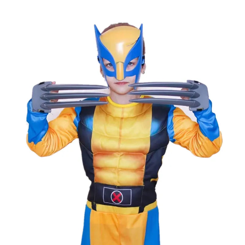 Fantasia Infantil Masculina Wolverine Macacão Com Acessórios De Qualidade