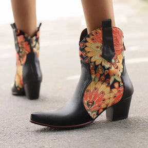 Bota Feminina Estampa Florida Bico Fino - Promoção De Inverno 2025