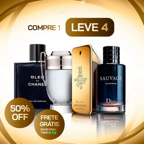 Combo 4 Perfumes Masculinos Importados (100ml) - 1 Million | Invictus | Sauvage | Bleu