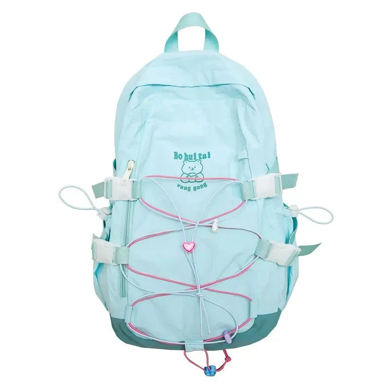 Mochila Casual Feminina em Nylon com Detalhe de Ursinho