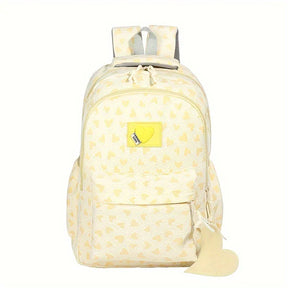 Mochila Escolar Fashion de Coração em Nylon para Adolescentes