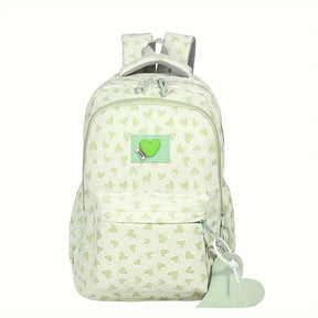 Mochila Escolar Fashion de Coração em Nylon para Adolescentes